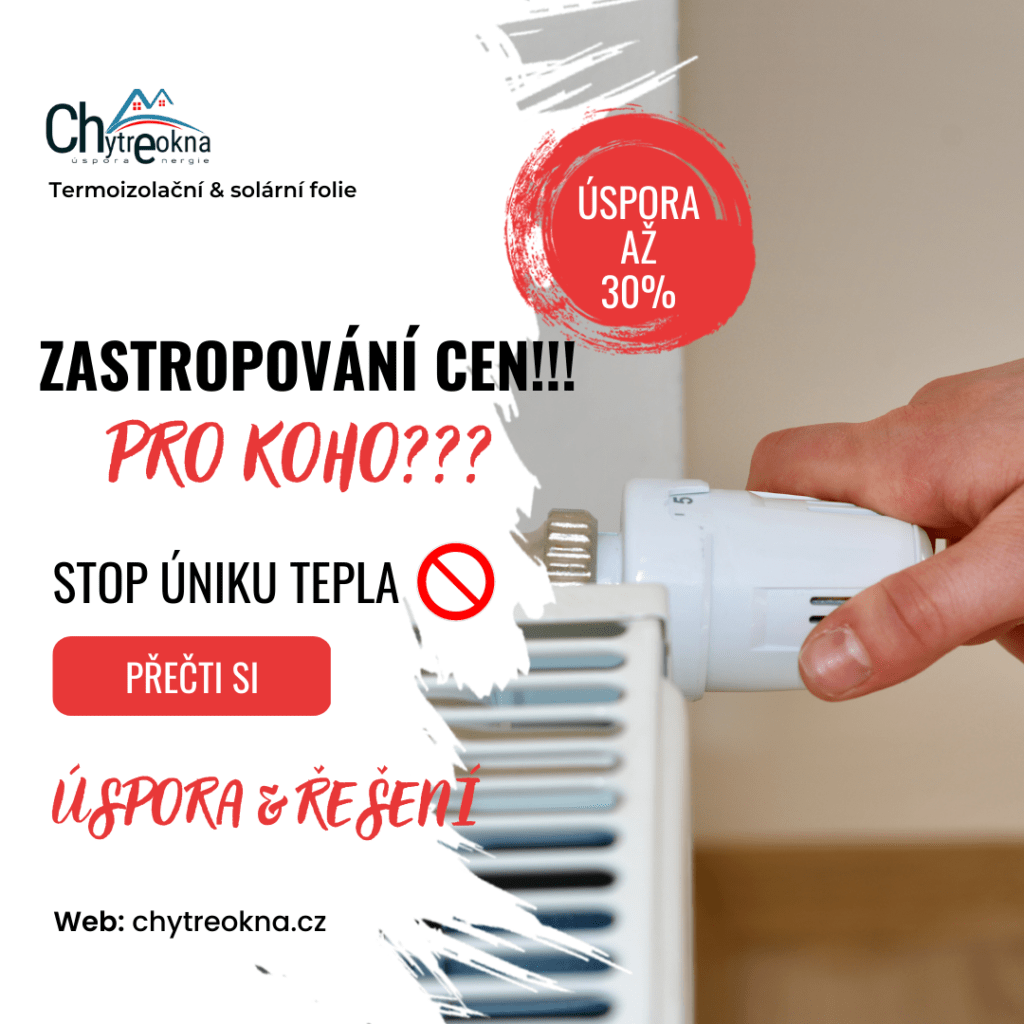 únik tepla okny, zastropování cen